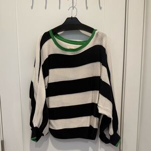 Maeve Black & White Striped Crop Sweater 3X
